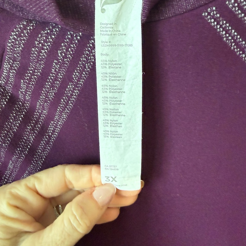 Fabletics Purple deco sculptknit size 3X top women’s - Picture 3 of 6